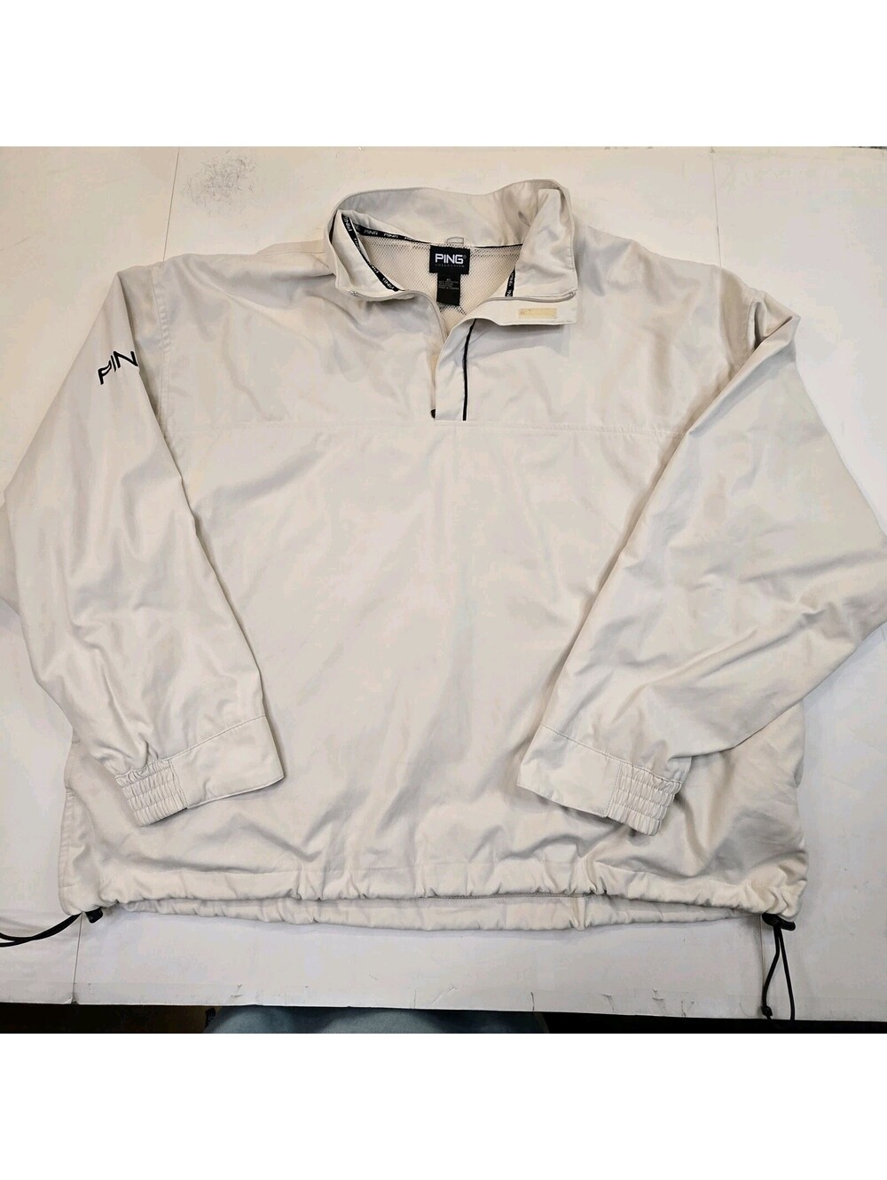 PING Collection Ping Man Quarter Zip Pullover Golf Windbreaker Men's XL Cream